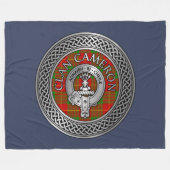 Clan Cameron Crest & Tartan Knot Fleece Blanket (Voorkant (Horizontaal))