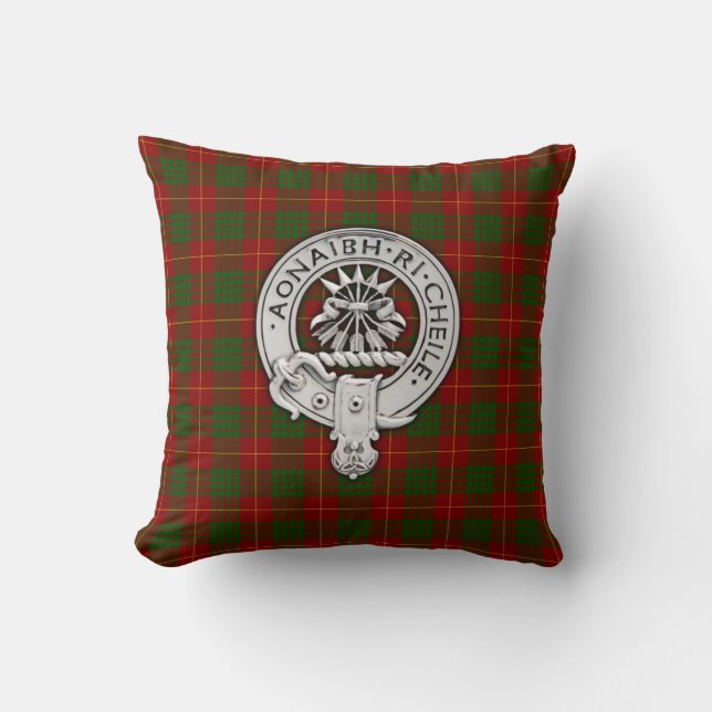 Clan Cameron Crest & Tartan Kussen (Voorkant)