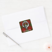 Clan Cameron Crest & Tartan Vierkante Sticker (Envelop)