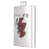 Clan Campbell Crest & Armaddie Tartan Map Flacon (Links)