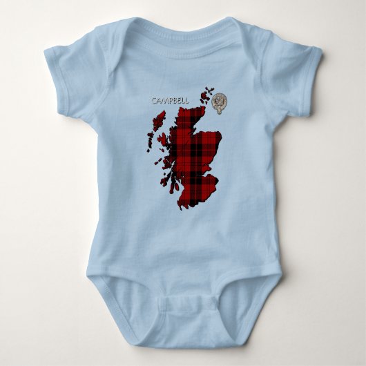 Clan Campbell Crest & Armaddie Tartan Map Romper (Voorkant)