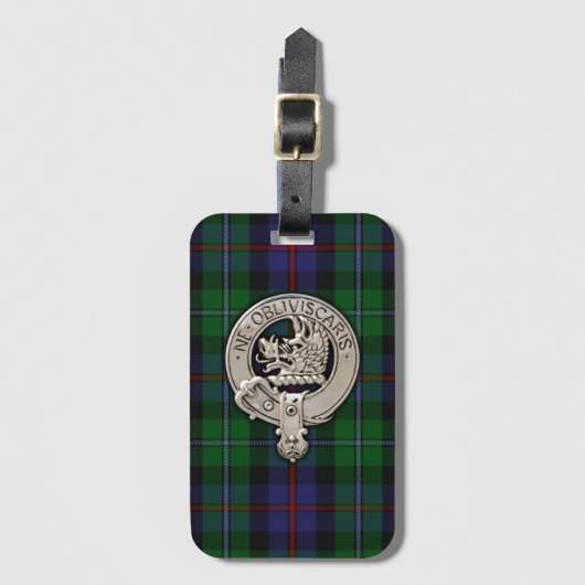 Clan Campbell Crest & Cawdor Tartan Bagagelabel (Voorkant (verticaal))