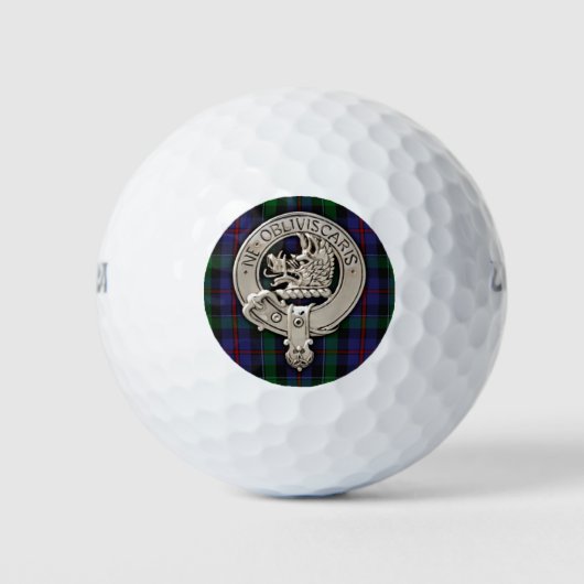 Clan Campbell Crest & Cawdor Tartan Golfballen (Voorkant)