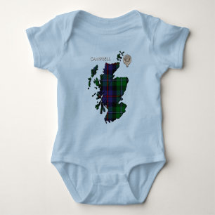 Clan Campbell Crest & Cawdor Tartan Map Romper