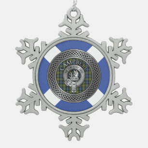 Clan Campbell Crest & Tartan Knot Tin Sneeuwvlok Ornament