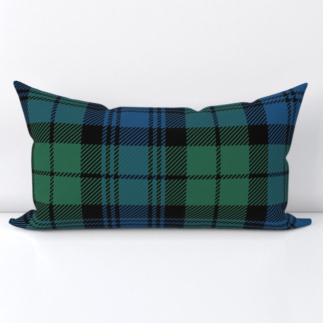 Clan Campbell Pset Tartan Green Blue Black Check Kussen (Rustic Plaid Farmhouse Campbell Tartan Lumber Pillow)