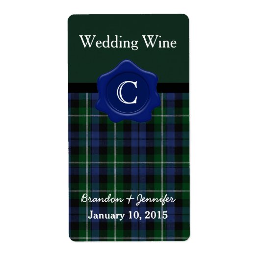 Clan Campbell Pset Wedding Mini Wine Labels (Voorkant)
