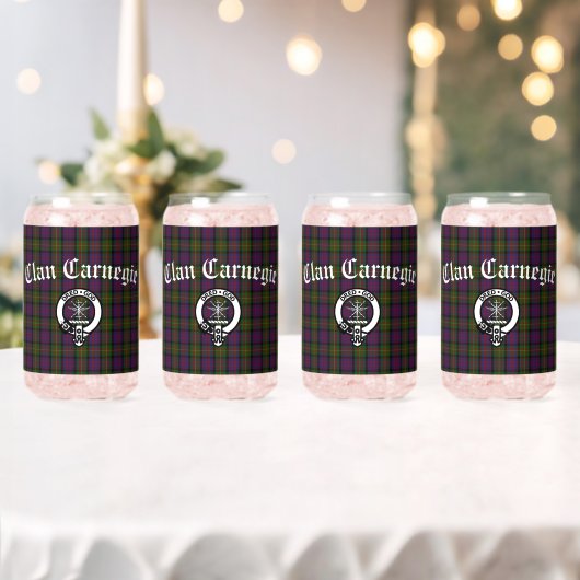 Clan Carnegie Crest Badge en Tartan Blikvorm Glas (Insitu (Huwelijk))
