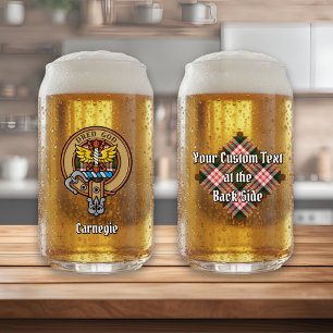 Clan Carnegie Crest over Dress Tartan Blikvorm Glas