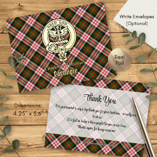 Clan Carnegie Crest over Dress Tartan Folie Uitnodiging Briefkaart
