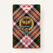 Clan Carnegie Crest over Jurk Tartan Badge (Voorkant)