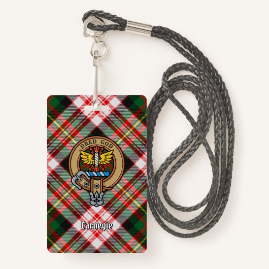 Clan Carnegie Crest over Jurk Tartan Badge (Voorkant met draagriem)