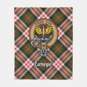 Clan Carnegie Crest over Jurk Tartan Fleece Deken (Voorkant)