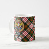 Clan Carnegie Crest over Jurk Tartan Koffiemok (Voorkant links)