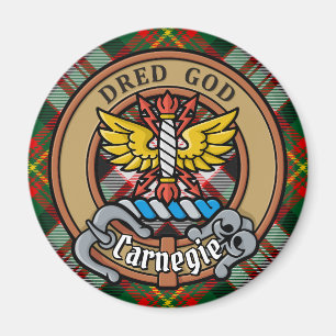 Clan Carnegie Crest over Jurk Tartan Magneet