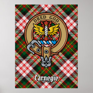 Clan Carnegie Crest over Jurk Tartan Poster