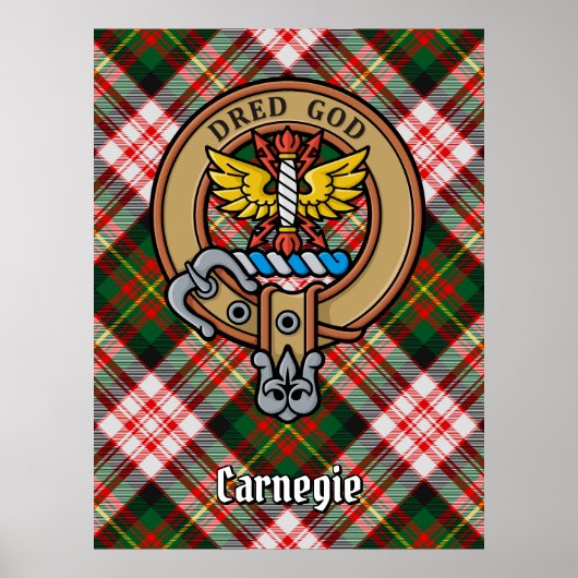 Clan Carnegie Crest over Jurk Tartan Poster (Voorkant)