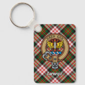 Clan Carnegie Crest over Jurk Tartan Sleutelhanger (Voorkant)