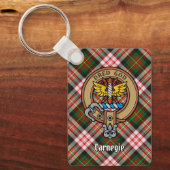 Clan Carnegie Crest over Jurk Tartan Sleutelhanger (Voorkant)
