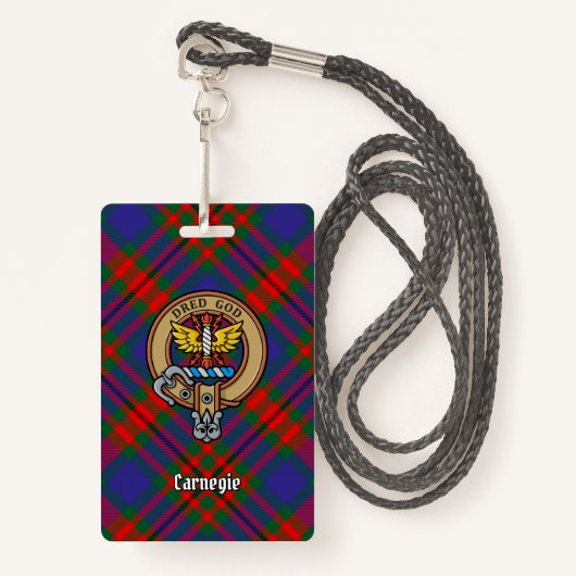 Clan Carnegie Crest over Tartan Badge (Voorkant met draagriem)