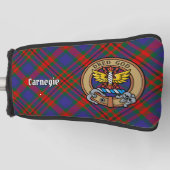 Clan Carnegie Crest over Tartan Golfheadcover (Voorkant)