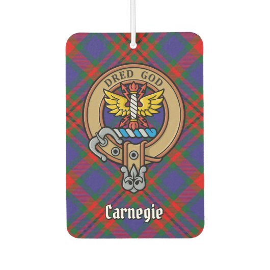 Clan Carnegie Crest over Tartan Luchtverfrisser (Voorkant)