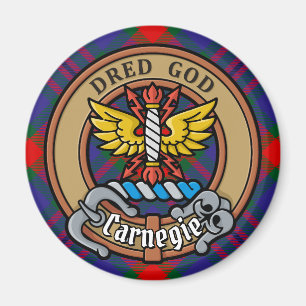 Clan Carnegie Crest over Tartan Magneet