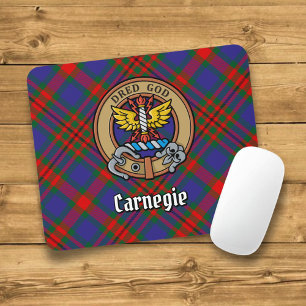 Clan Carnegie Crest over Tartan Muismat