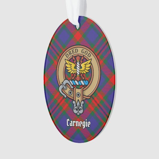 Clan Carnegie Crest over Tartan Ornament (voorkant)