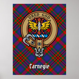 Clan Carnegie Crest over Tartan Poster