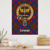 Clan Carnegie Crest over Tartan Poster (Keuken)