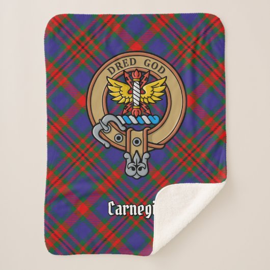 Clan Carnegie Crest over Tartan Sherpa Deken (Voorkant)