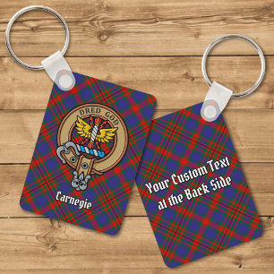 Clan Carnegie Crest over Tartan Sleutelhanger