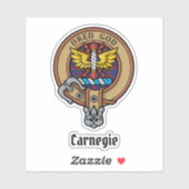 Clan Carnegie Crest over Tartan Sticker (Vel)