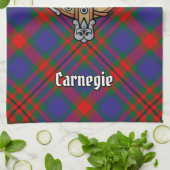 Clan Carnegie Crest over Tartan Theedoek (Gevouwen)