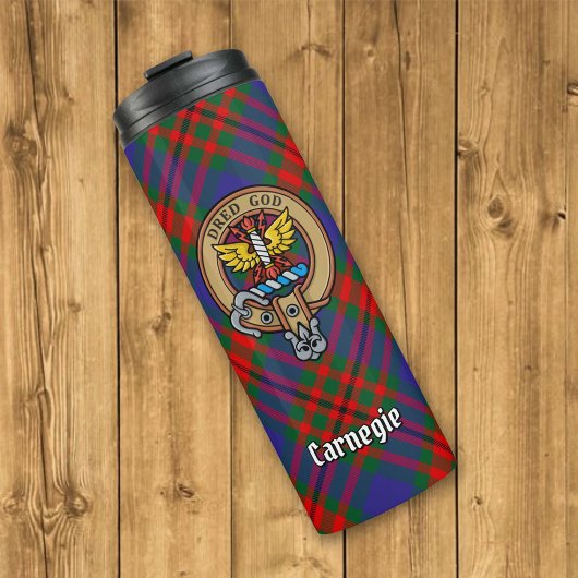 Clan Carnegie Crest over Tartan Thermosbeker