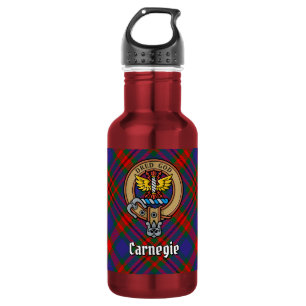 Clan Carnegie Crest over tartan Waterfles