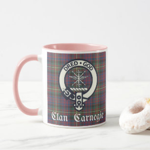 Clan Carnegie Crest Tartan Mok