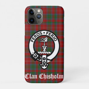 Clan Chisholm Crest Badge & Tartan iPhone 11 Pro Hoesje