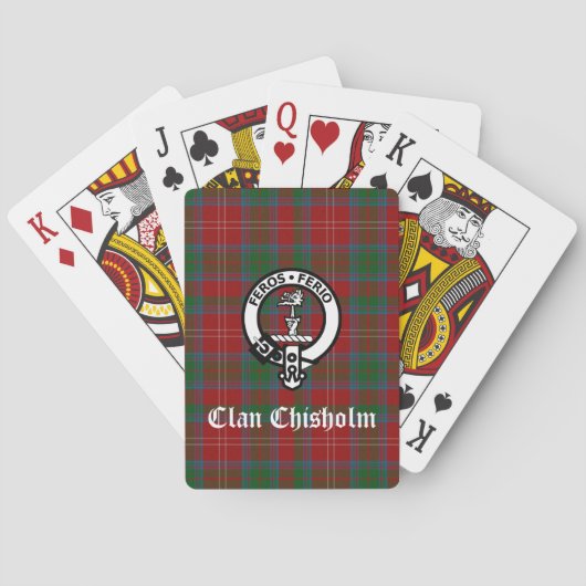 Clan Chisholm Crest Badge & Tartan Pokerkaarten (Achterkant)