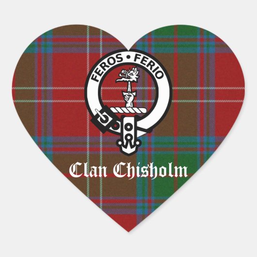 Clan Chisholm Tartan & Crest Badge Hart Sticker (Voorkant)