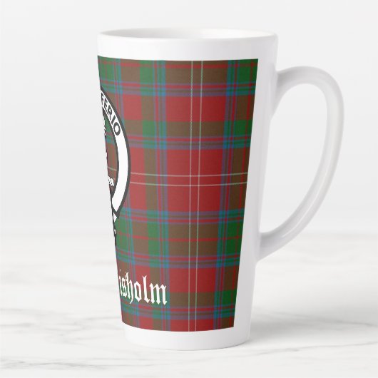 Clan Chisholm Tartan & Crest Badge Latte Mok (Rechts)