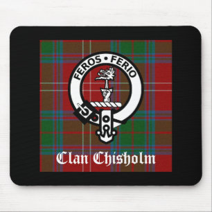 Clan Chisholm Tartan & Crest Badge Muismat