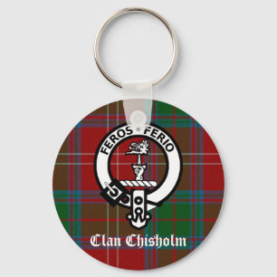 Clan Chisholm Tartan & Crest Badge Sleutelhanger