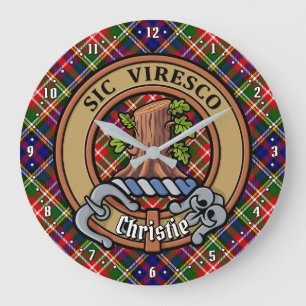 Clan Christie Crest over tartan Grote Klok