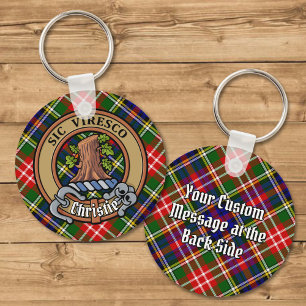 Clan Christie Crest over tartan Sleutelhanger