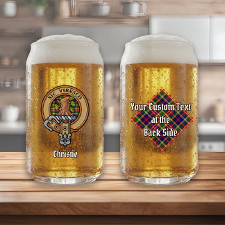 Clan Christie Wapen over Tartan Blikvorm Glas