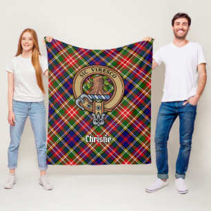 Clan Christie Wapen over Tartan Fleece Deken