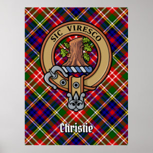 Clan Christie Wapenschild over tartan Poster