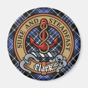 Clan Clark Crest over Tartan Magneet